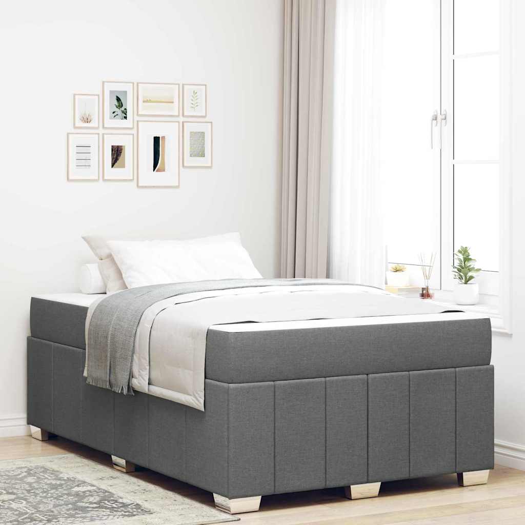 vidaXL Estructura de cama con colchón Gris oscuro 120 x 200 cm tela