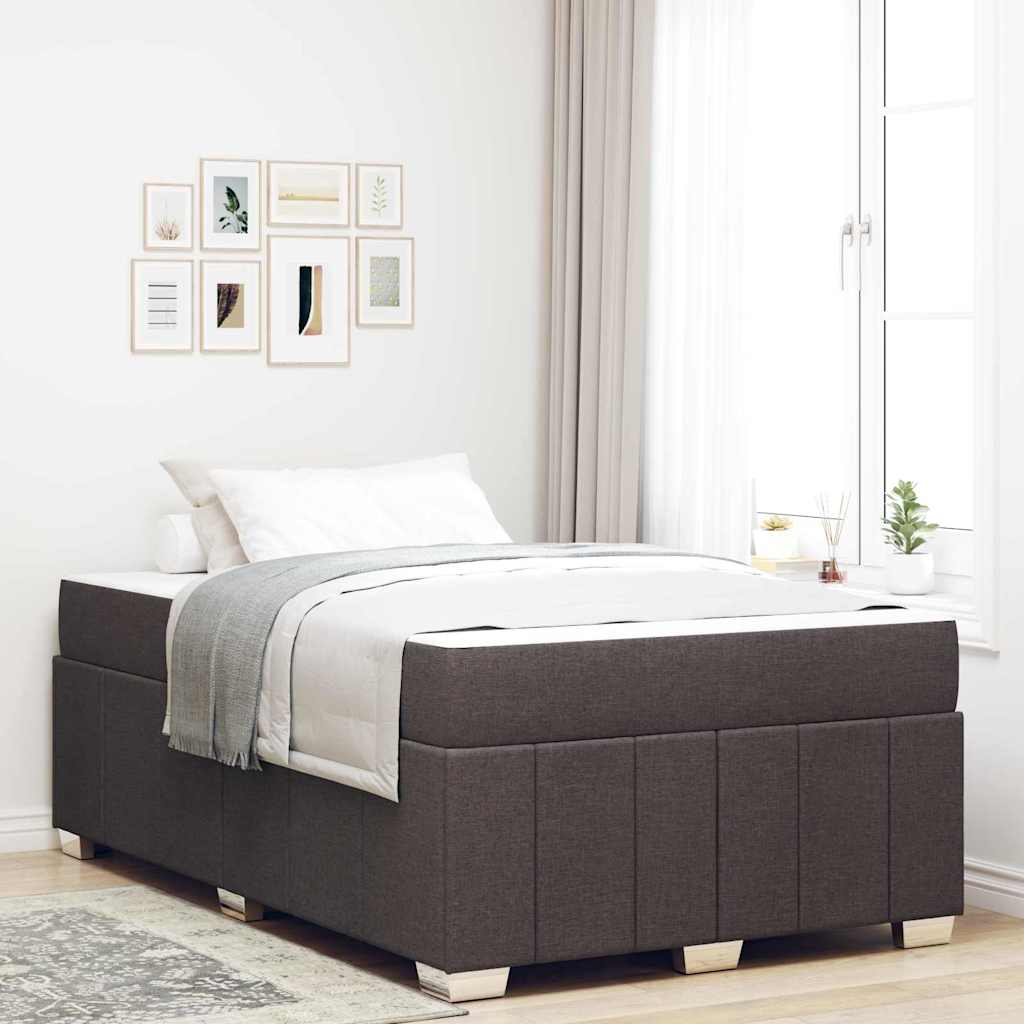 vidaXL Estructura de cama con colchón Marrón Oscuro 120 x 200 cm tela