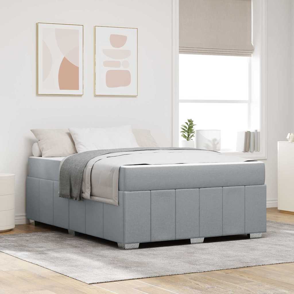 vidaXL Estructura de cama con colchón Gris Claro 140 x 200 cm tela