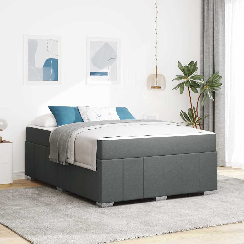 vidaXL Estructura de cama con colchón Gris oscuro 140 x 200 cm tela