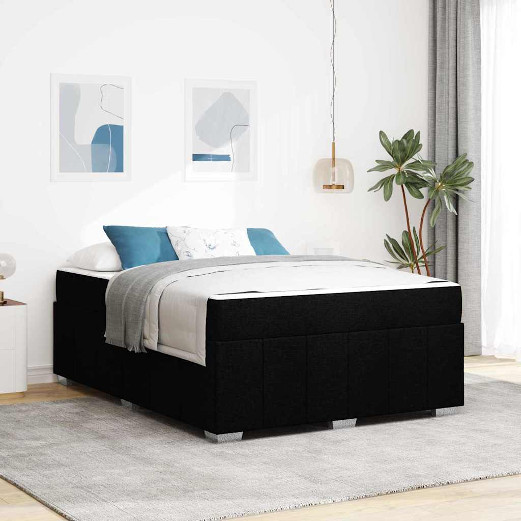 vidaXL Estructura de cama con colchón Negro 140 x 200 cm tela
