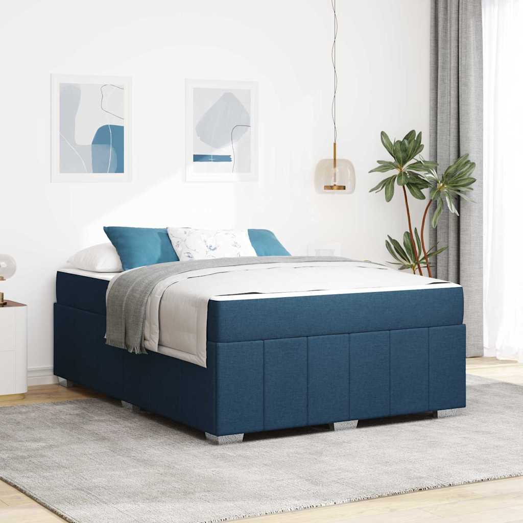 vidaXL Estructura de cama con colchón Azul 160 x 200 cm tela
