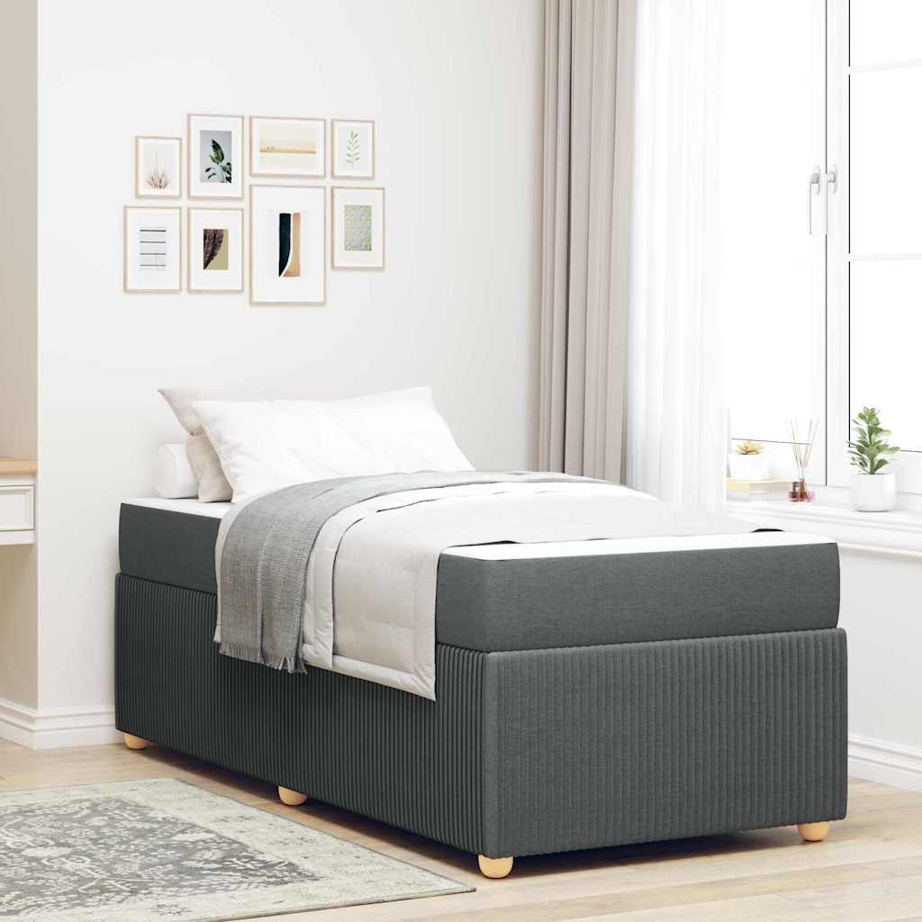 vidaXL Estructura de cama Gris oscuro 90 x 190 cm tela