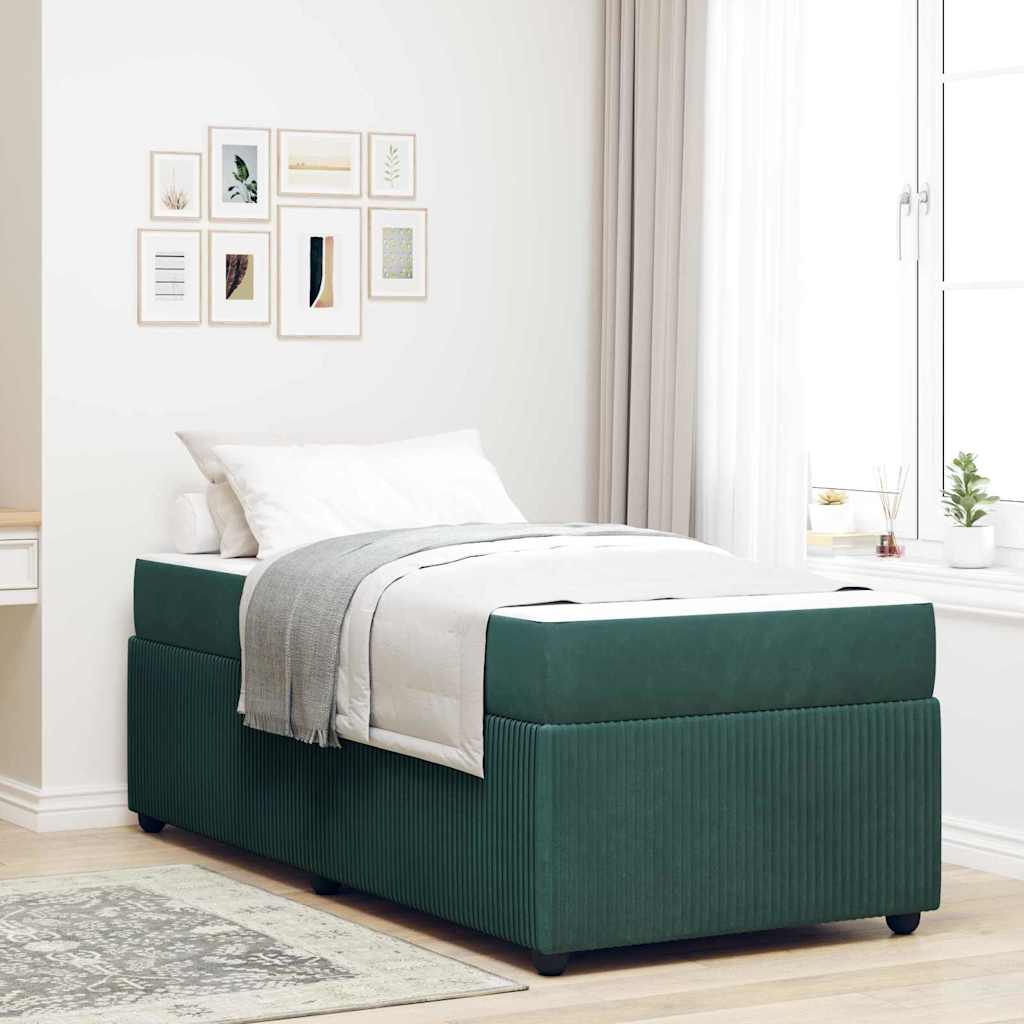 vidaXL Estructura de cama Verde oscuro 90 x 200 cm tela