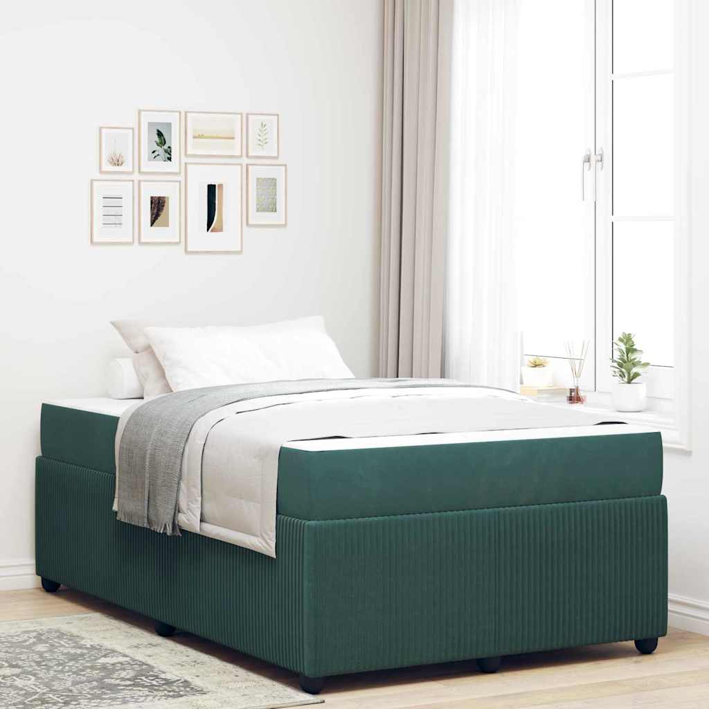 vidaXL Estructura de cama Verde oscuro 120 x 190 cm tela