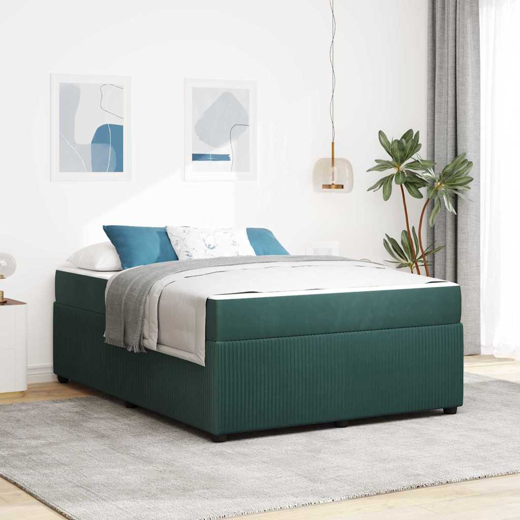 vidaXL Estructura de cama Verde oscuro 160 x 200 cm tela