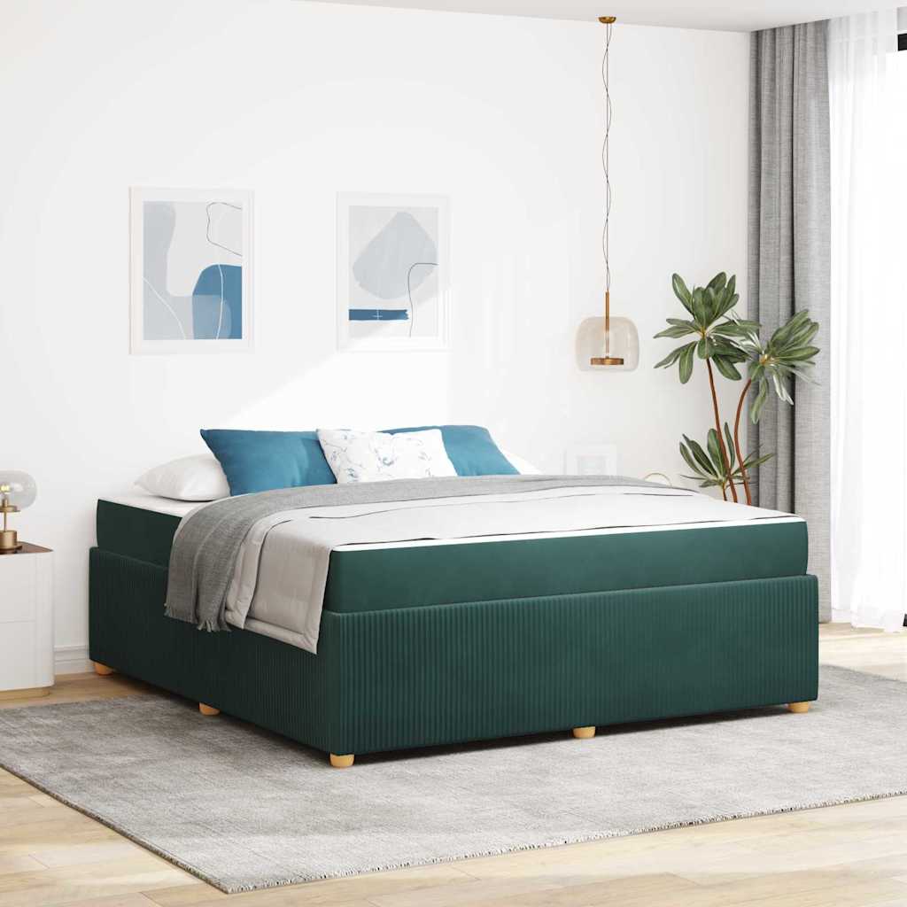 vidaXL Estructura de cama Verde oscuro 180 x 200 cm tela