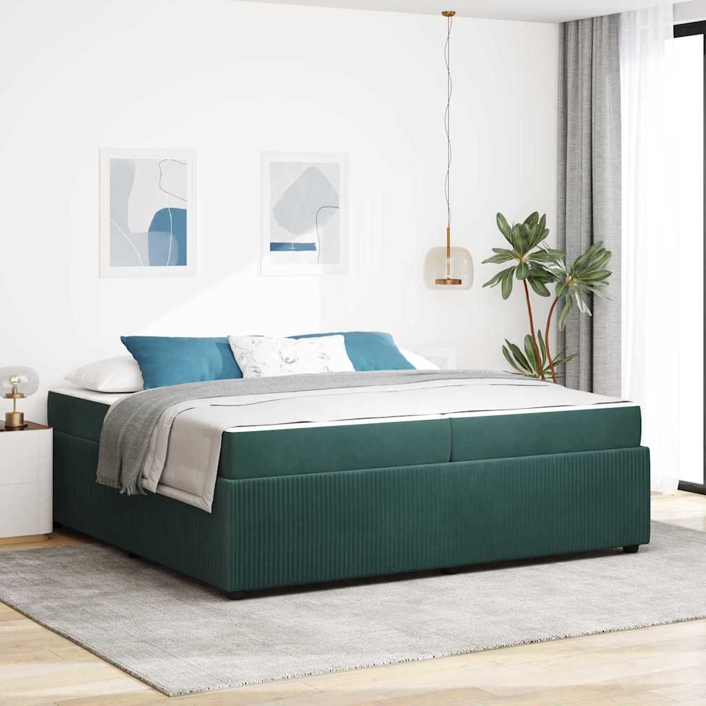 vidaXL Estructura de cama Verde oscuro 200 x 200 cm tela