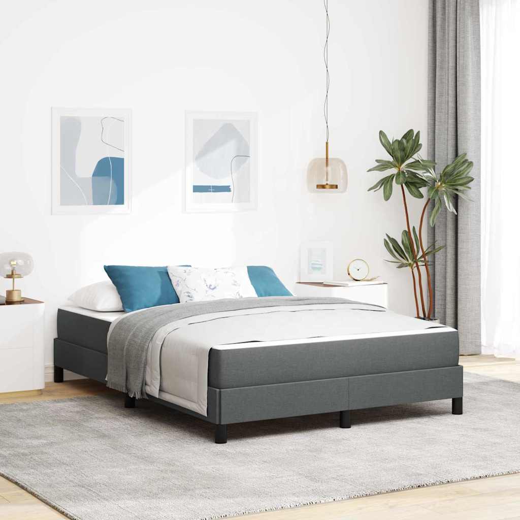 vidaXL Cama tipo Box Spring Gris oscuro 160 x 200 cm tela