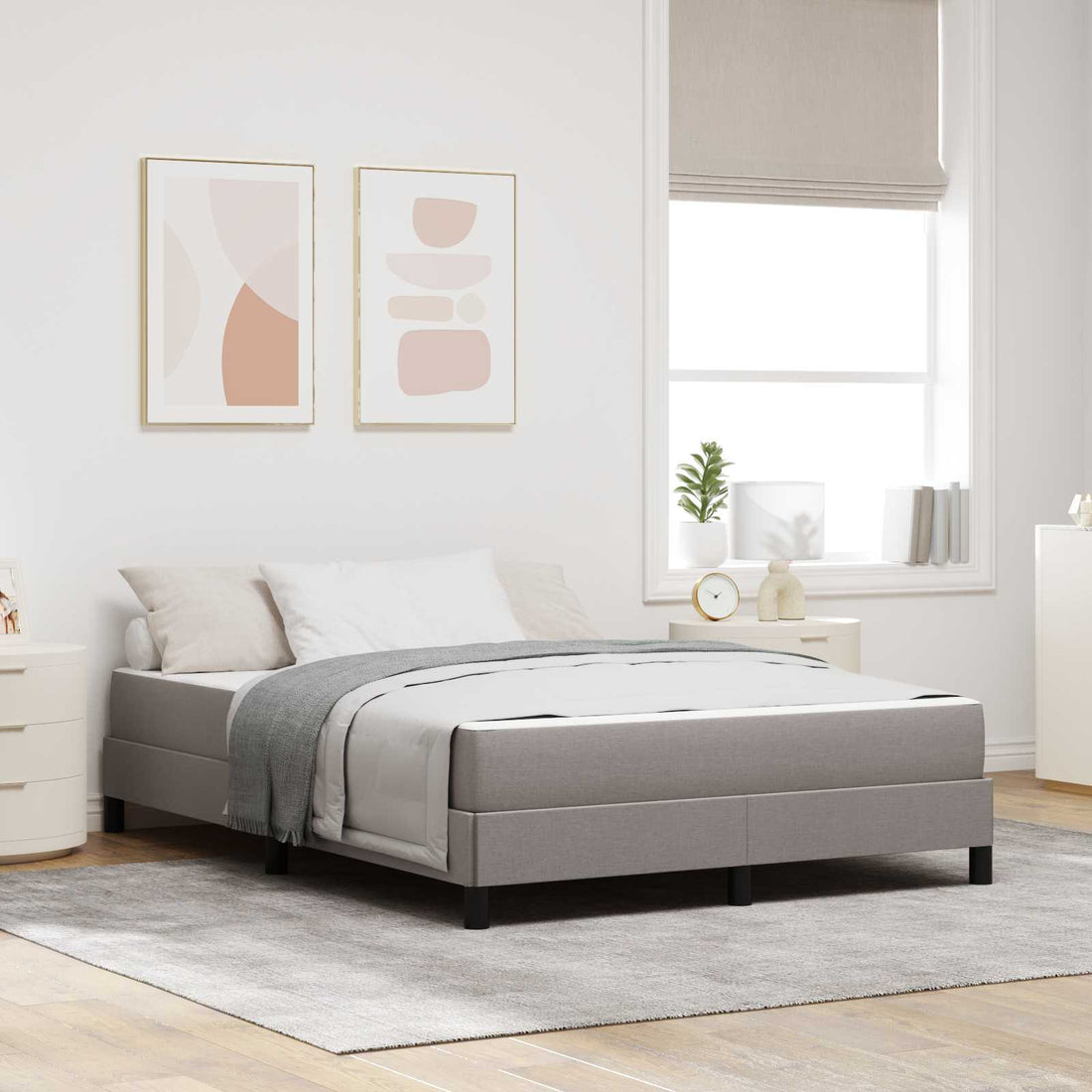 vidaXL Cama tipo Box Spring Taupé 160 x 200 cm tela
