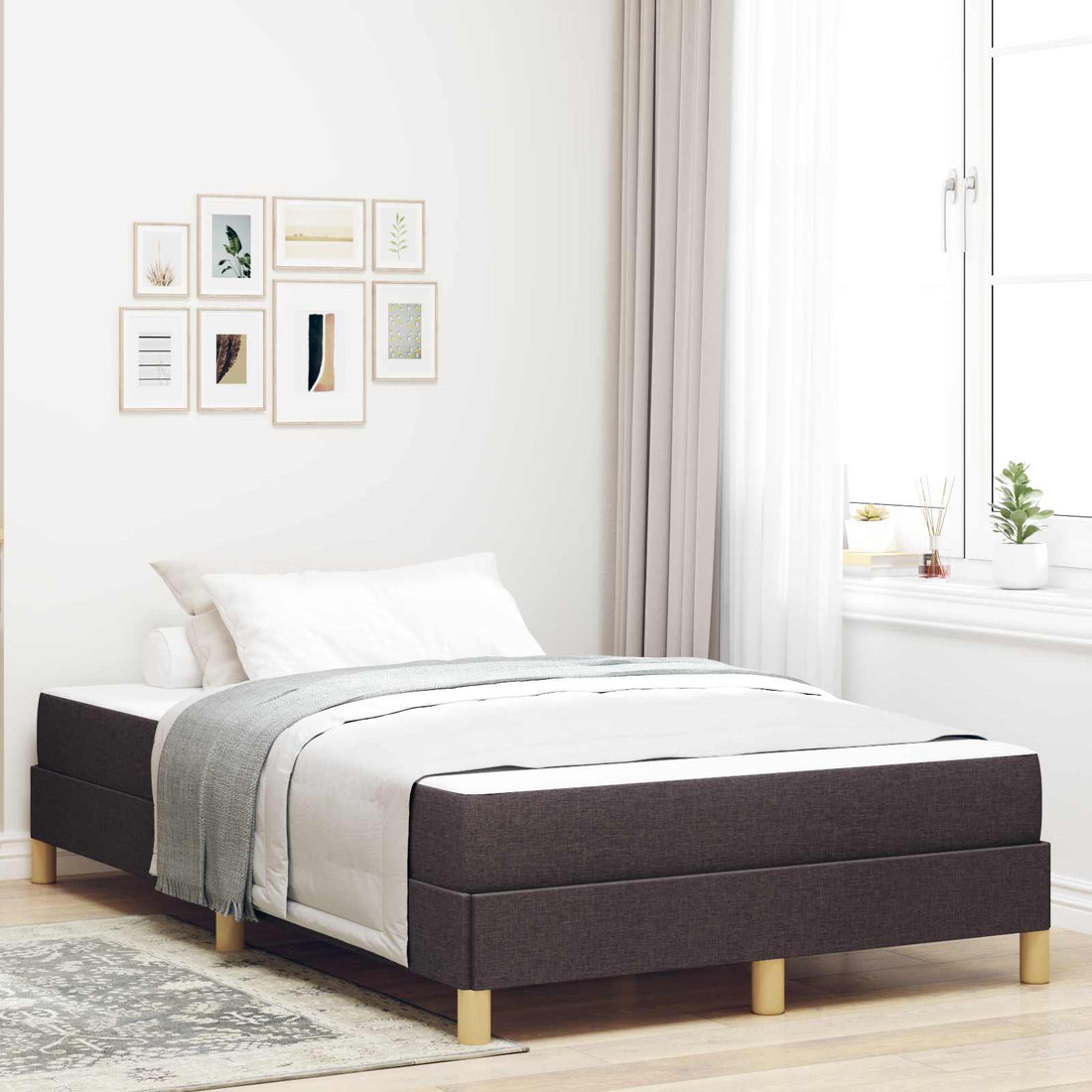 vidaXL Cama tipo Box Spring Marrón Oscuro 120 x 190 cm tela