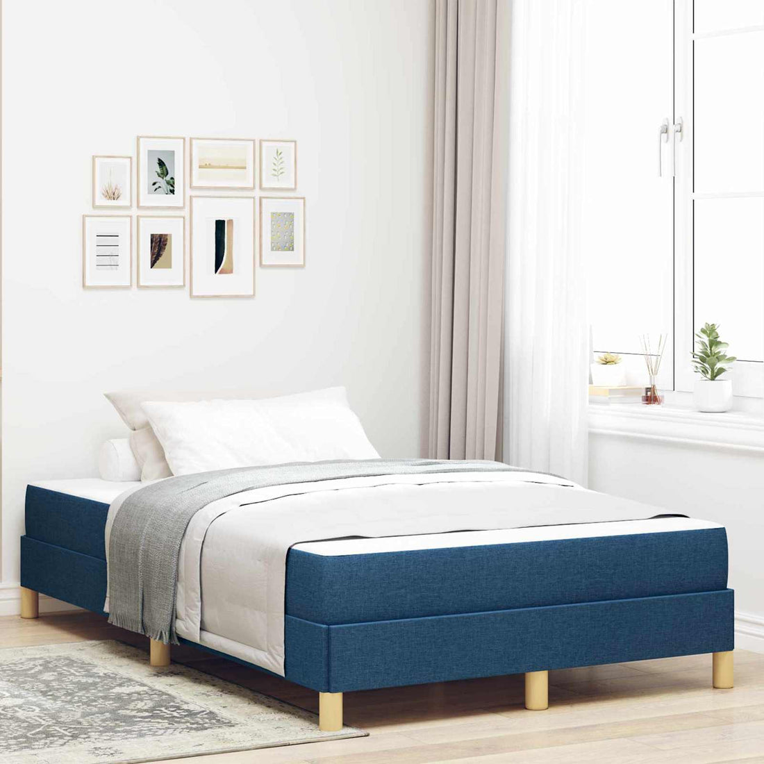 vidaXL Cama tipo Box Spring con colchón Azul 120 x 200 cm tela