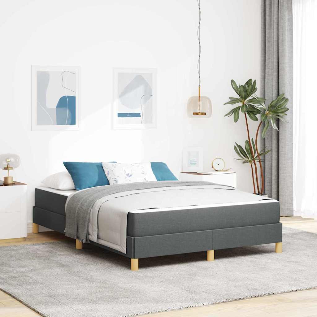 vidaXL Cama tipo Box Spring con colchón Gris oscuro 160 x 200 cm tela