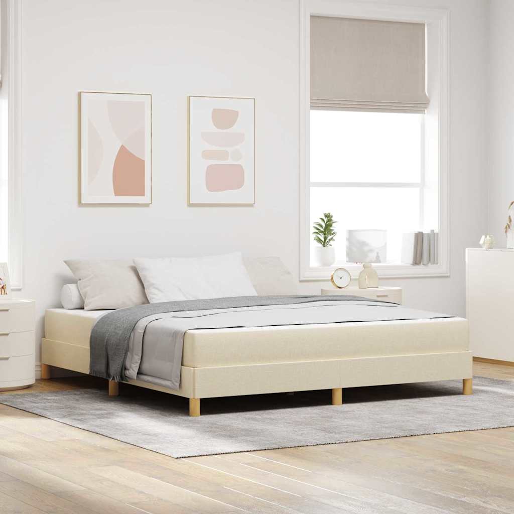 vidaXL Cama tipo Box Spring con colchón Crema 180 x 200 cm tela