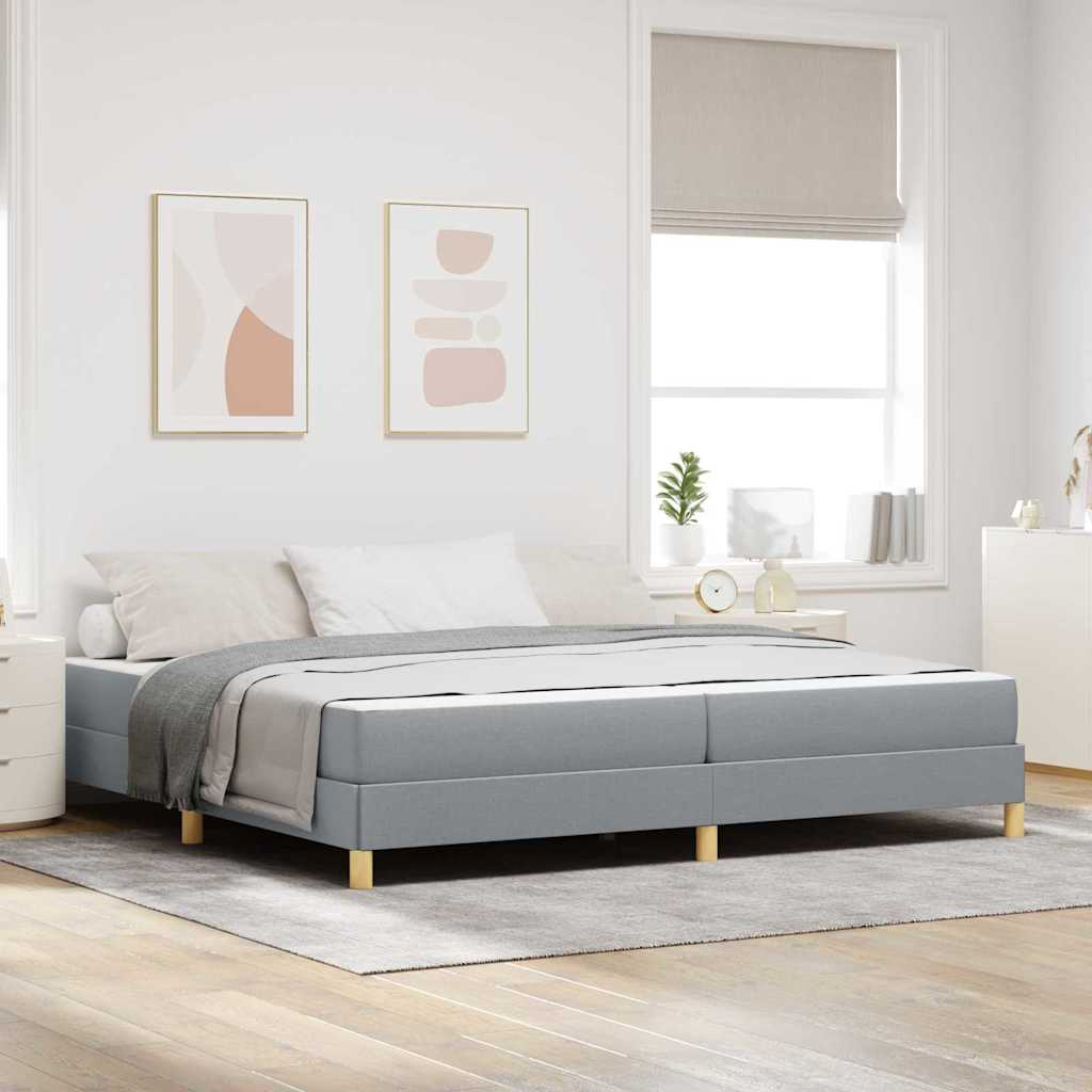 vidaXL Cama tipo Box Spring con colchón Gris Claro 200 x 200 cm tela