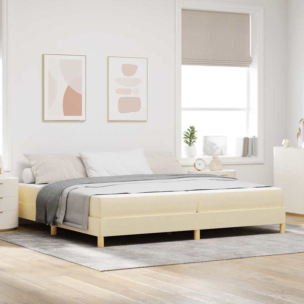 vidaXL Cama tipo Box Spring con colchón Crema 200 x 200 cm tela