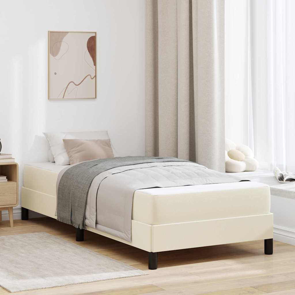 vidaXL Estructura de cama con colchón Crema 100 x 200 cm tela
