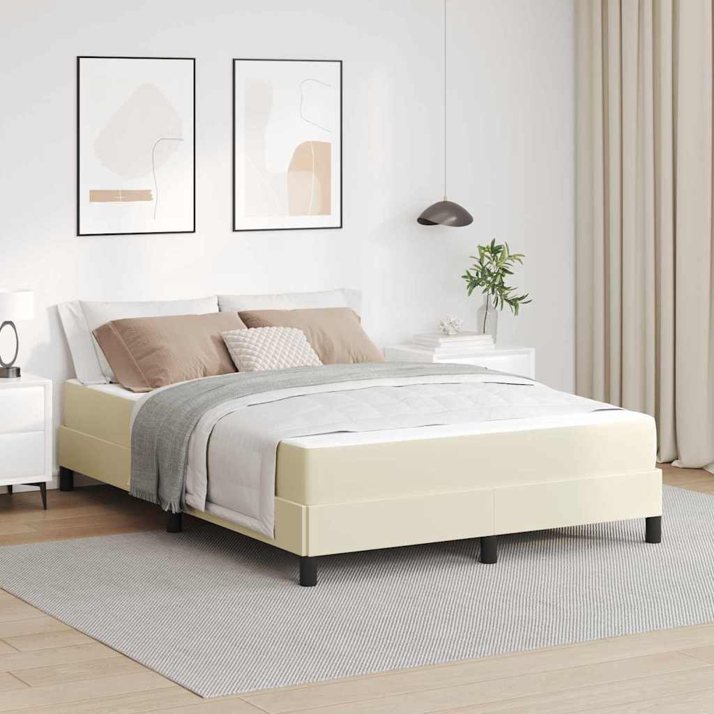vidaXL Estructura de cama con colchón Crema 140 x 190 cm tela