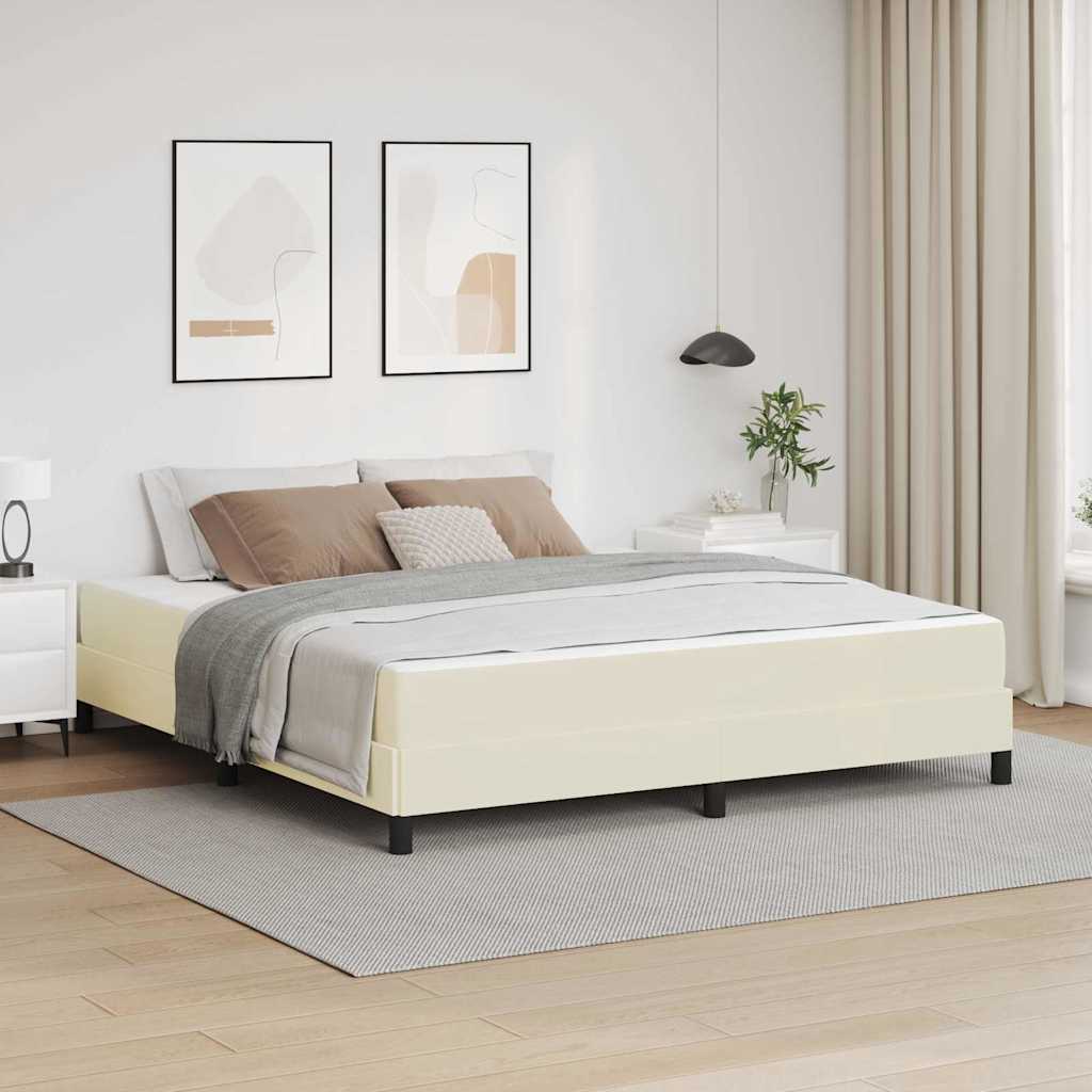 vidaXL Estructura de cama con colchón Crema 180 x 200 cm tela