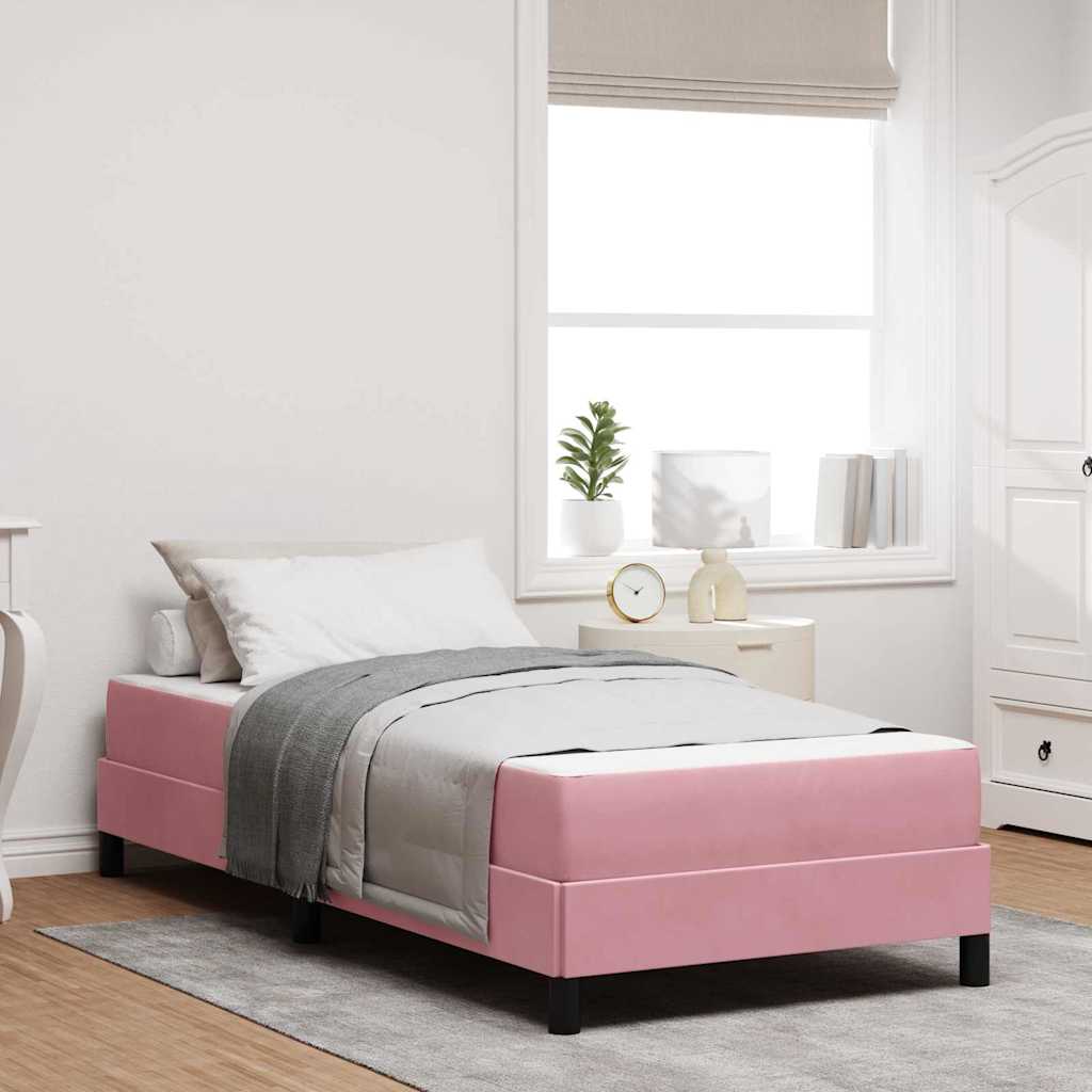 vidaXL Cama tipo Box Spring con colchón Rosa 90 x 190 cm tela