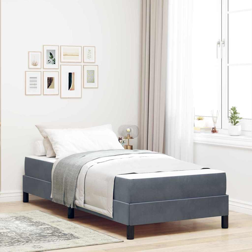 vidaXL Cama tipo Box Spring con colchón Gris oscuro 90 x 200 cm tela