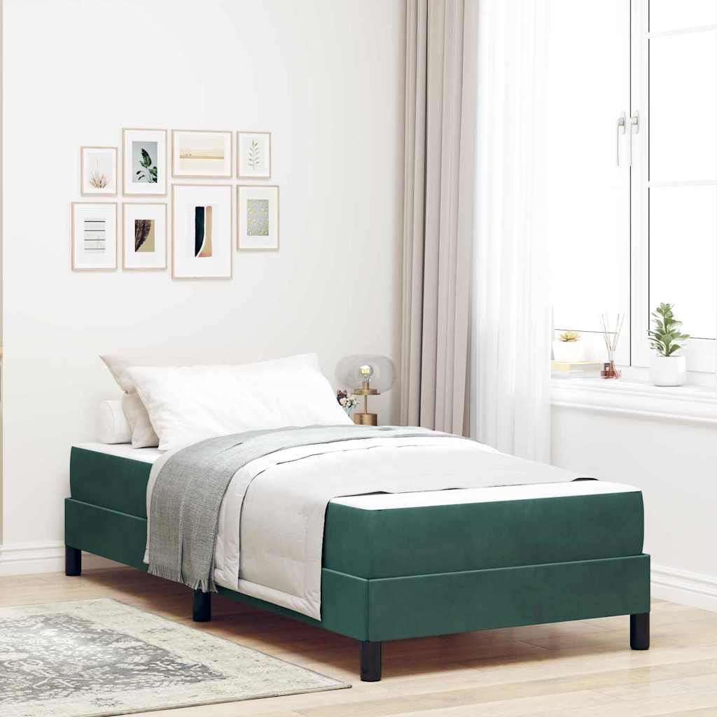 vidaXL Cama tipo Box Spring con colchón Verde oscuro 90 x 200 cm tela