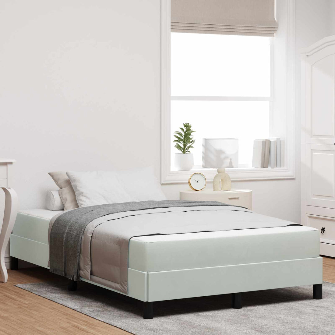 vidaXL Cama tipo Box Spring con colchón Gris Claro 120 x 190 cm tela
