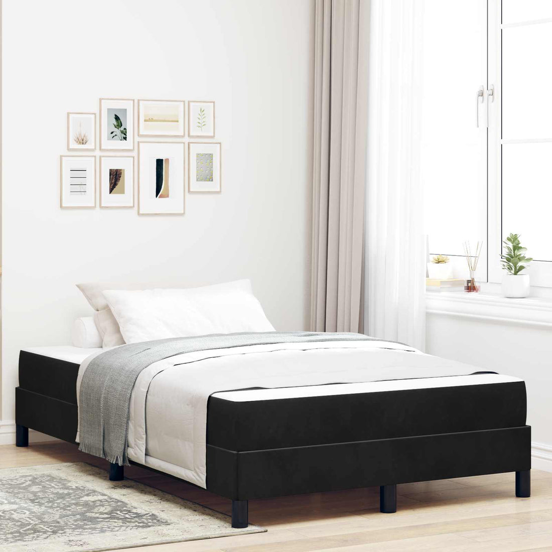 vidaXL Cama tipo Box Spring con colchón Negro 120 x 190 cm tela