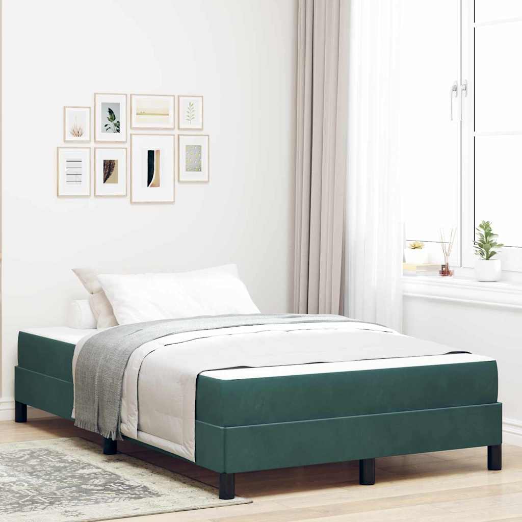 vidaXL Cama tipo Box Spring con colchón Verde oscuro 120 x 200 cm tela
