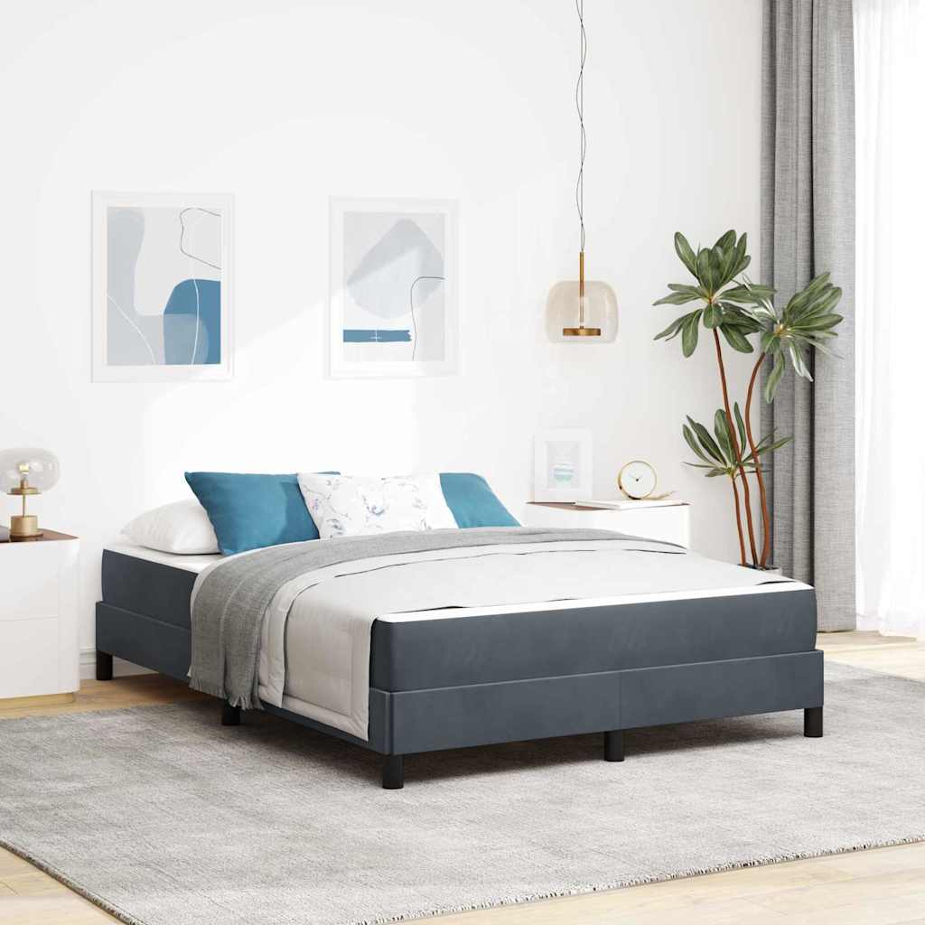 vidaXL Cama tipo Box Spring con colchón Gris oscuro 140 x 190 cm tela