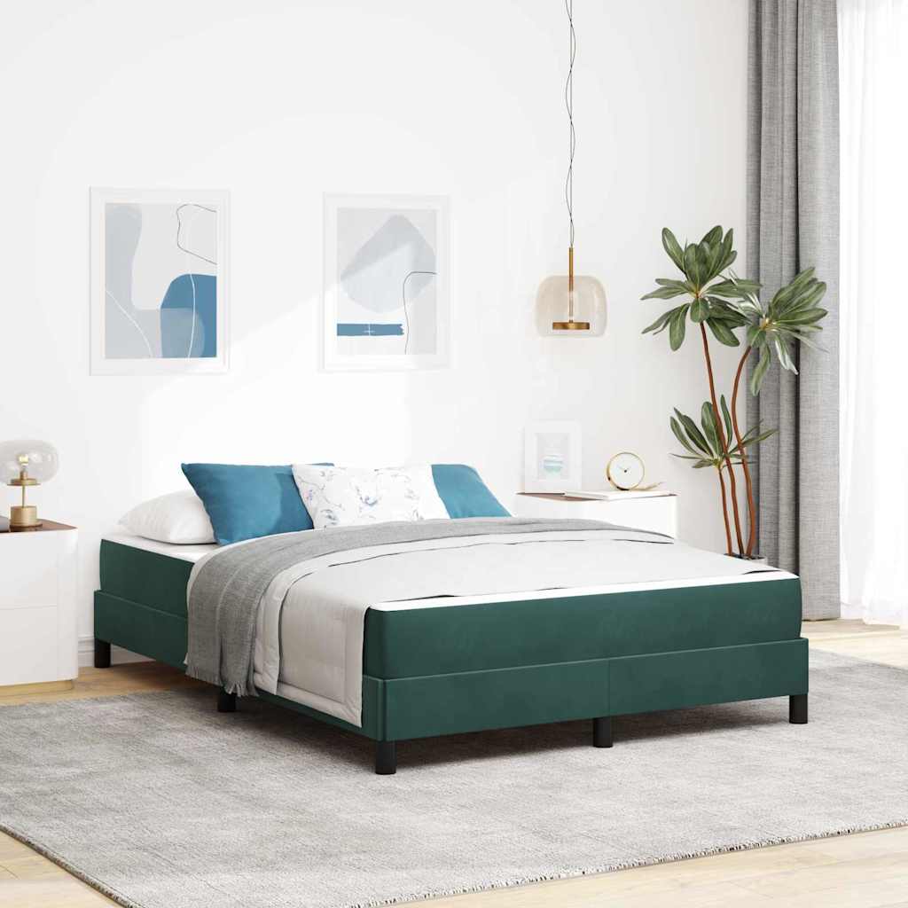 vidaXL Cama tipo Box Spring con colchón Verde oscuro 140 x 200 cm tela