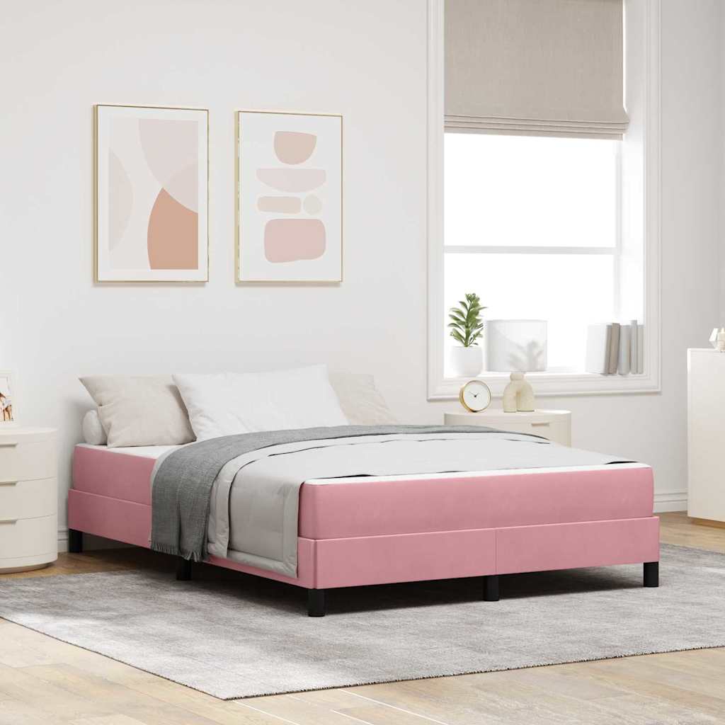 vidaXL Cama tipo Box Spring con colchón Rosa 140 x 200 cm tela