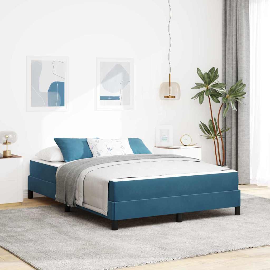 vidaXL Cama tipo Box Spring con colchón Azul Oscuro 160 x 200 cm tela