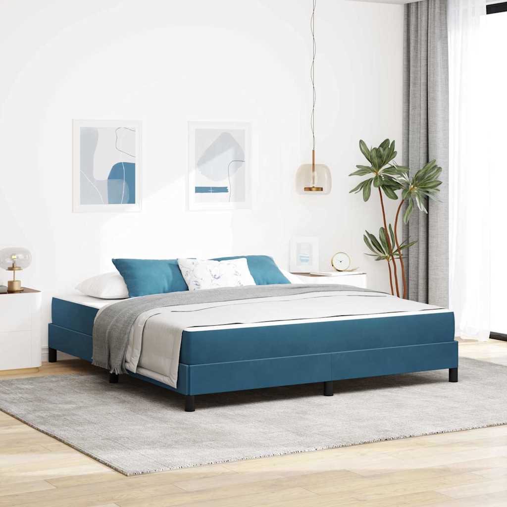 vidaXL Cama tipo Box Spring con colchón Azul Oscuro 180 x 200 cm tela