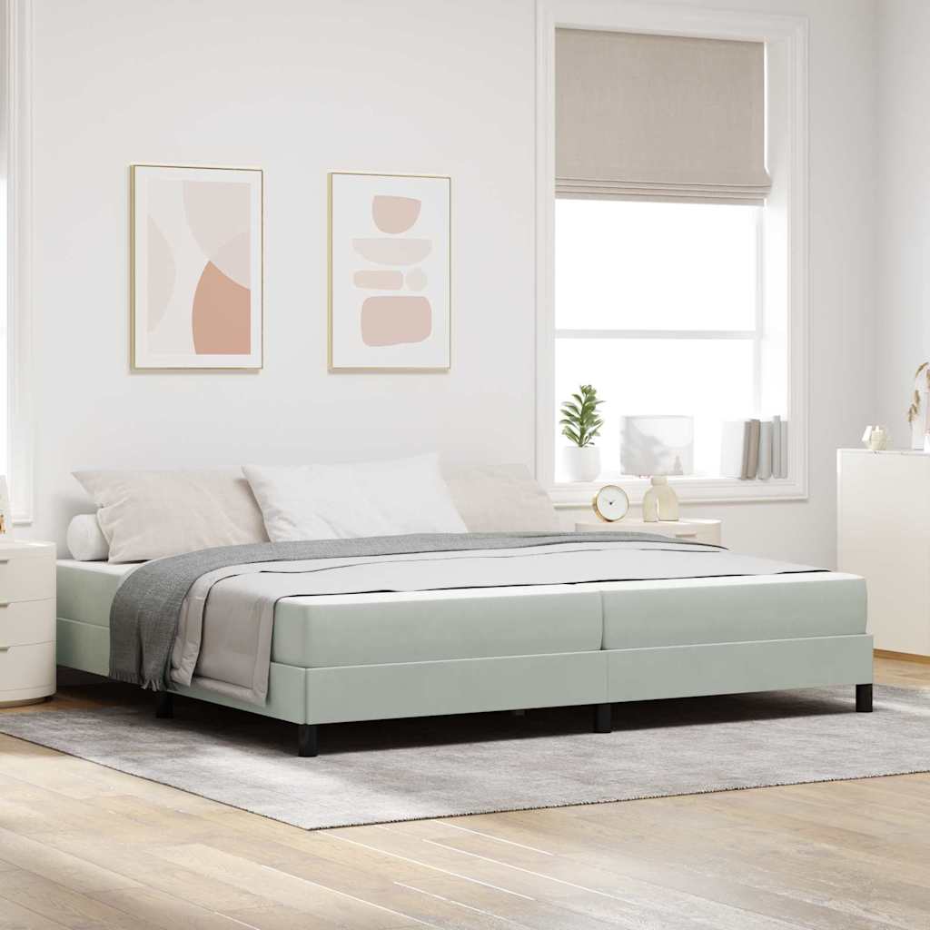vidaXL Cama tipo Box Spring con colchón Gris Claro 200 x 200 cm tela