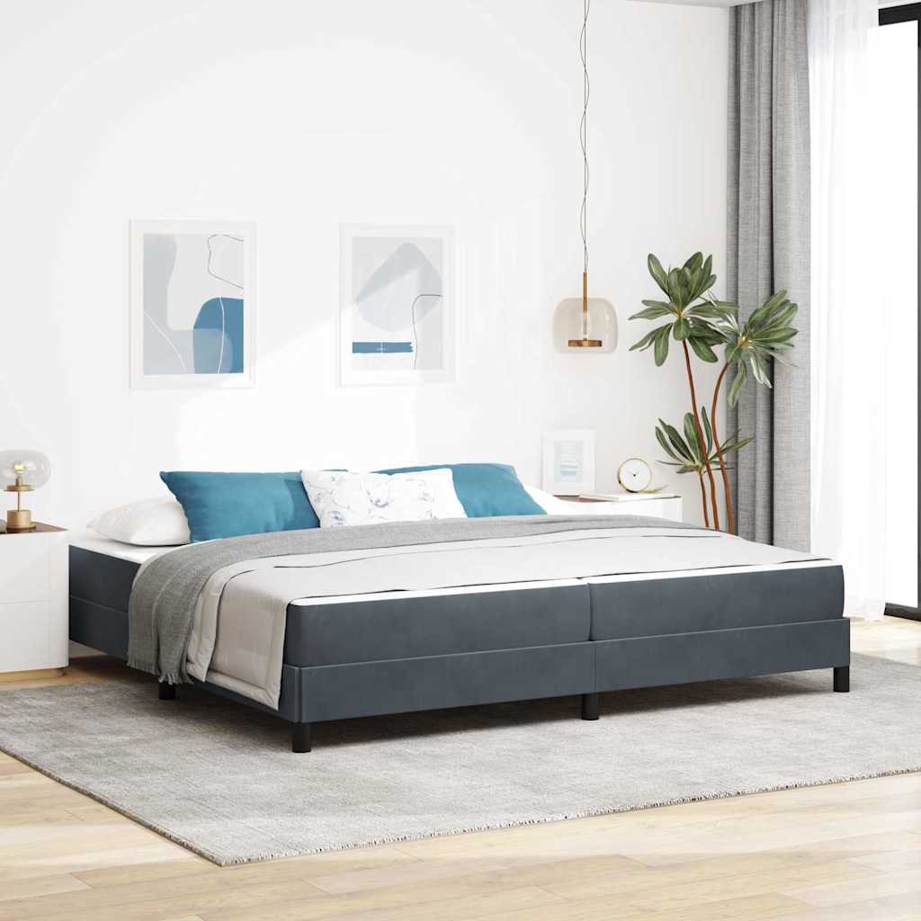 vidaXL Cama tipo Box Spring con colchón Gris oscuro 200 x 200 cm tela
