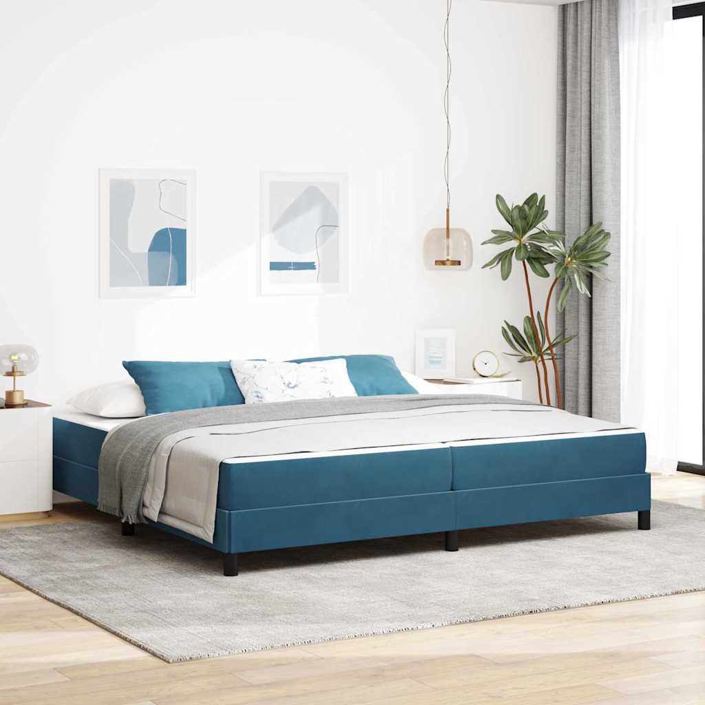 vidaXL Cama tipo Box Spring con colchón Azul Oscuro 200 x 200 cm tela
