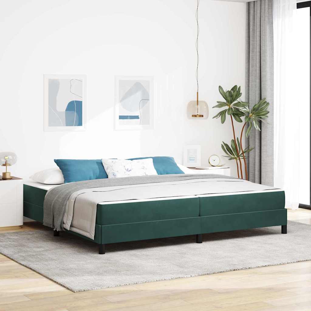 vidaXL Cama tipo Box Spring con colchón Verde oscuro 200 x 210 cm tela
