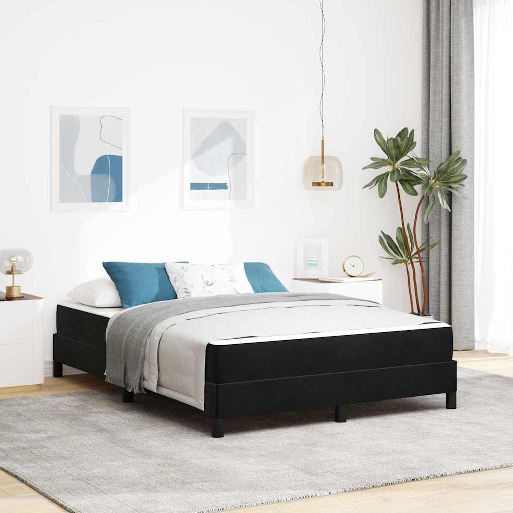 vidaXL Cama tipo Box Spring con colchón Negro 160 x 220 cm tela