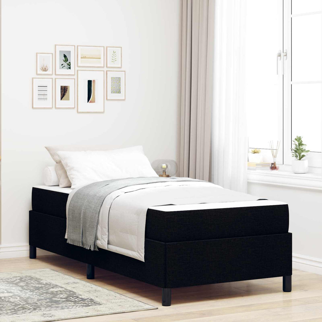 vidaXL Cama tipo Box Spring Negro 90 x 190 cm tela
