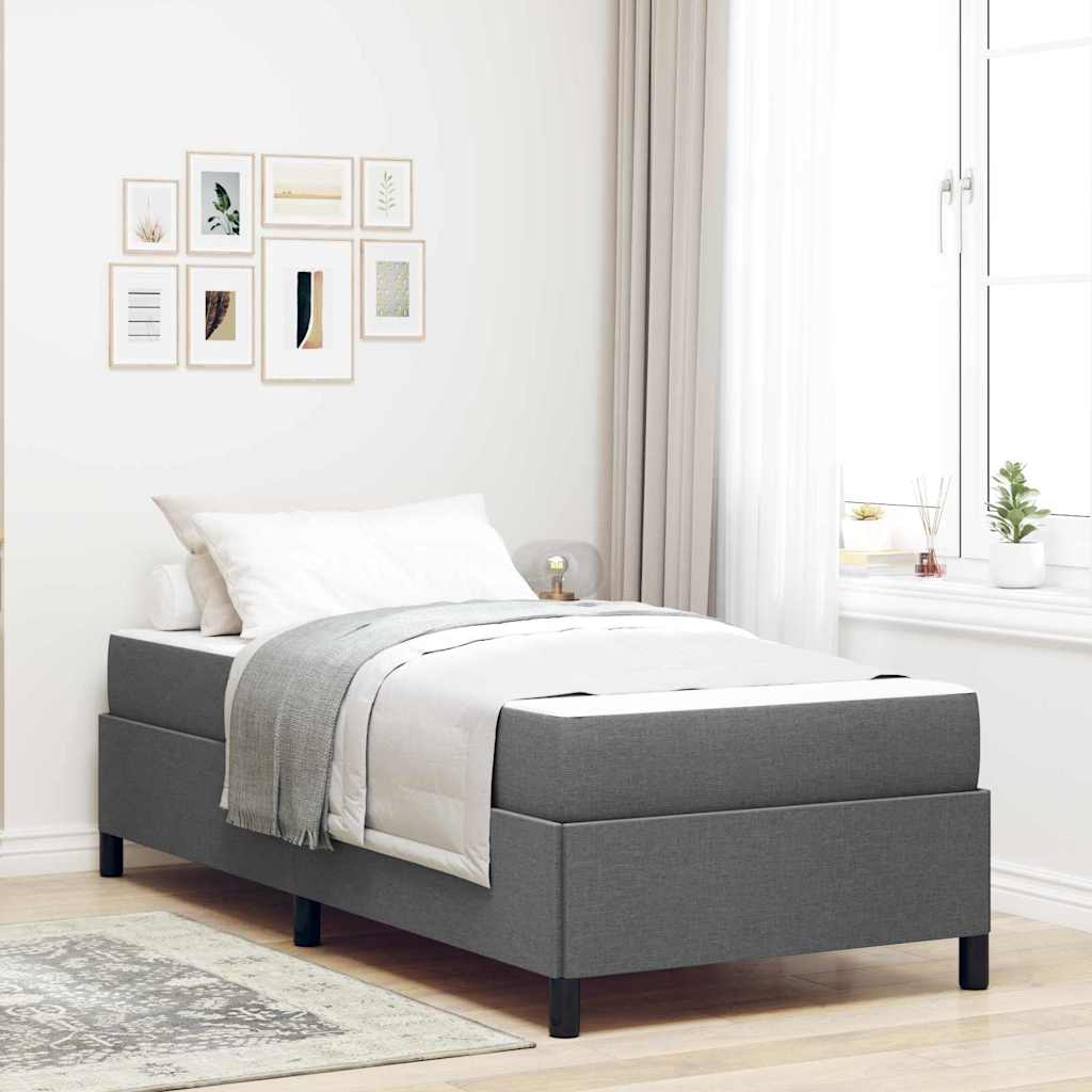 vidaXL Cama tipo Box Spring Gris oscuro 90 x 200 cm tela