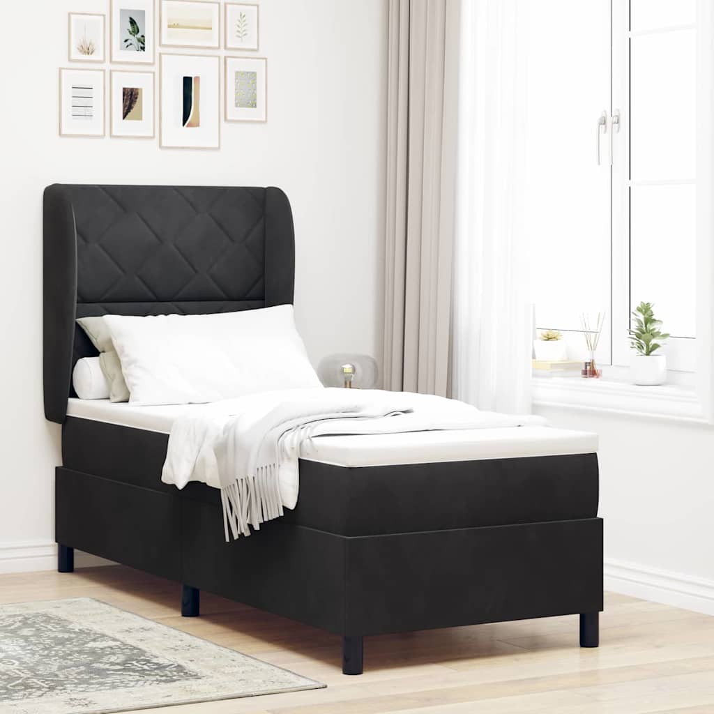 vidaXL Cama tipo Box Spring con cabecera Negro 200 x 80 cm Terciopelo