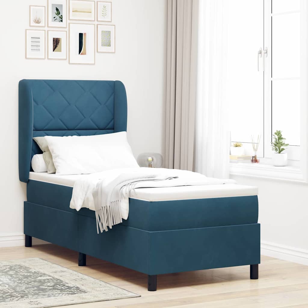 vidaXL Cama tipo Box Spring Manual Azul Oscuro 200 x 80 cm Terciopelo