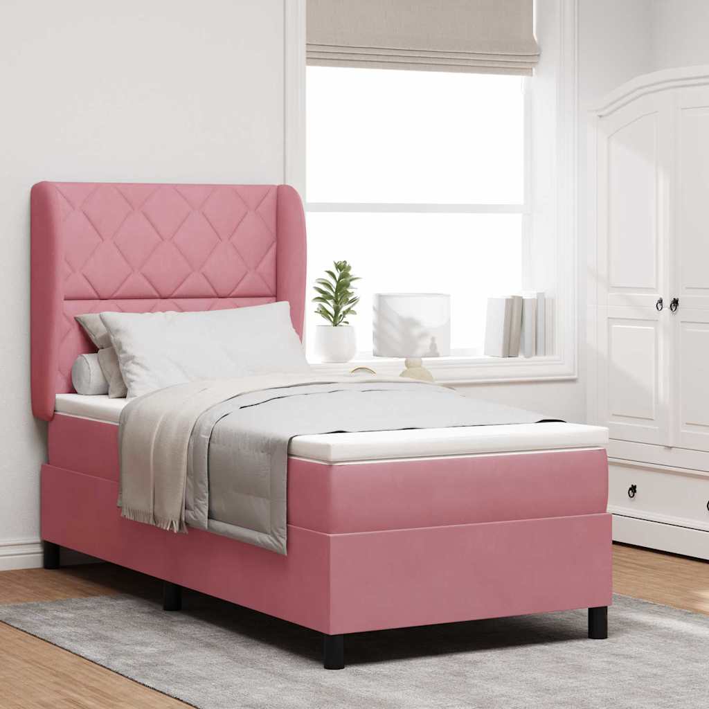 vidaXL Cama tipo Box Spring con cabecera Rosa 190 x 90 cm Terciopelo