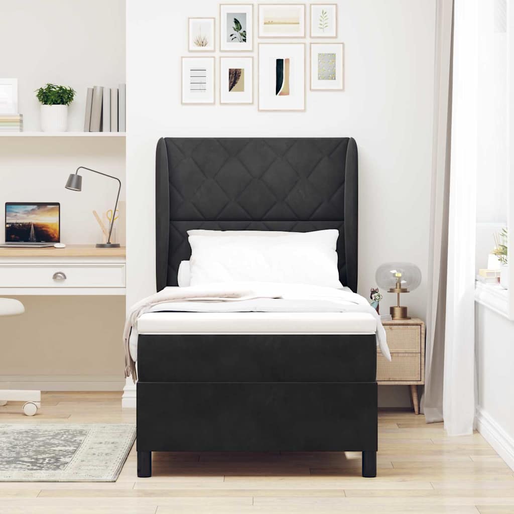 vidaXL Cama tipo Box Spring con cabecera Negro 200 x 100 cm Terciopelo