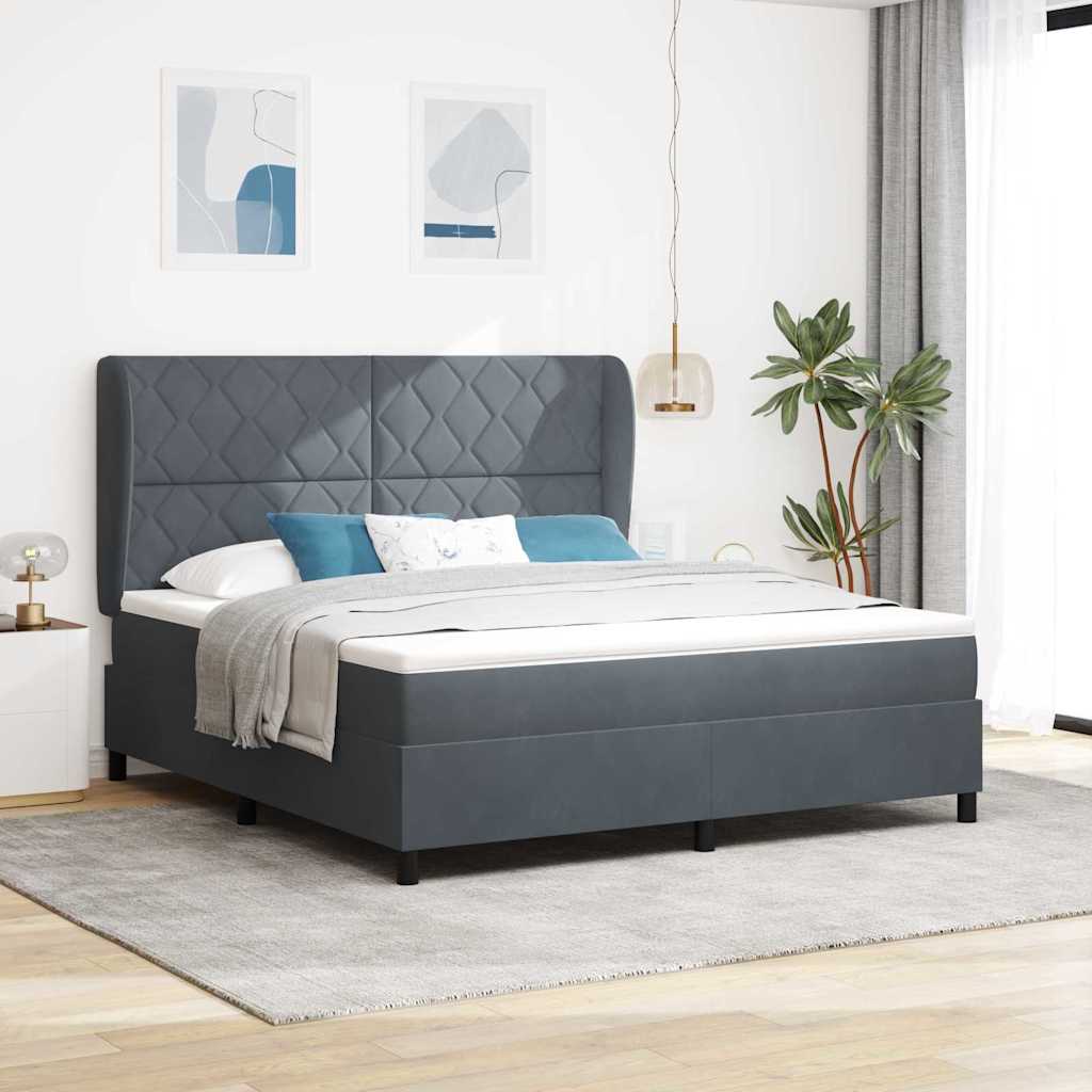 vidaXL Cama tipo Box Spring Manual Gris oscuro 200 x 180 cm Terciopelo