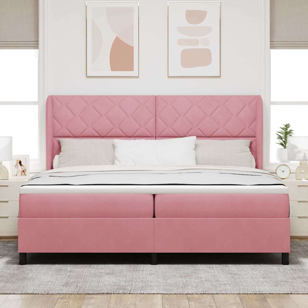 vidaXL Cama tipo Box Spring con cabecera Rosa 200 x 200 cm Terciopelo