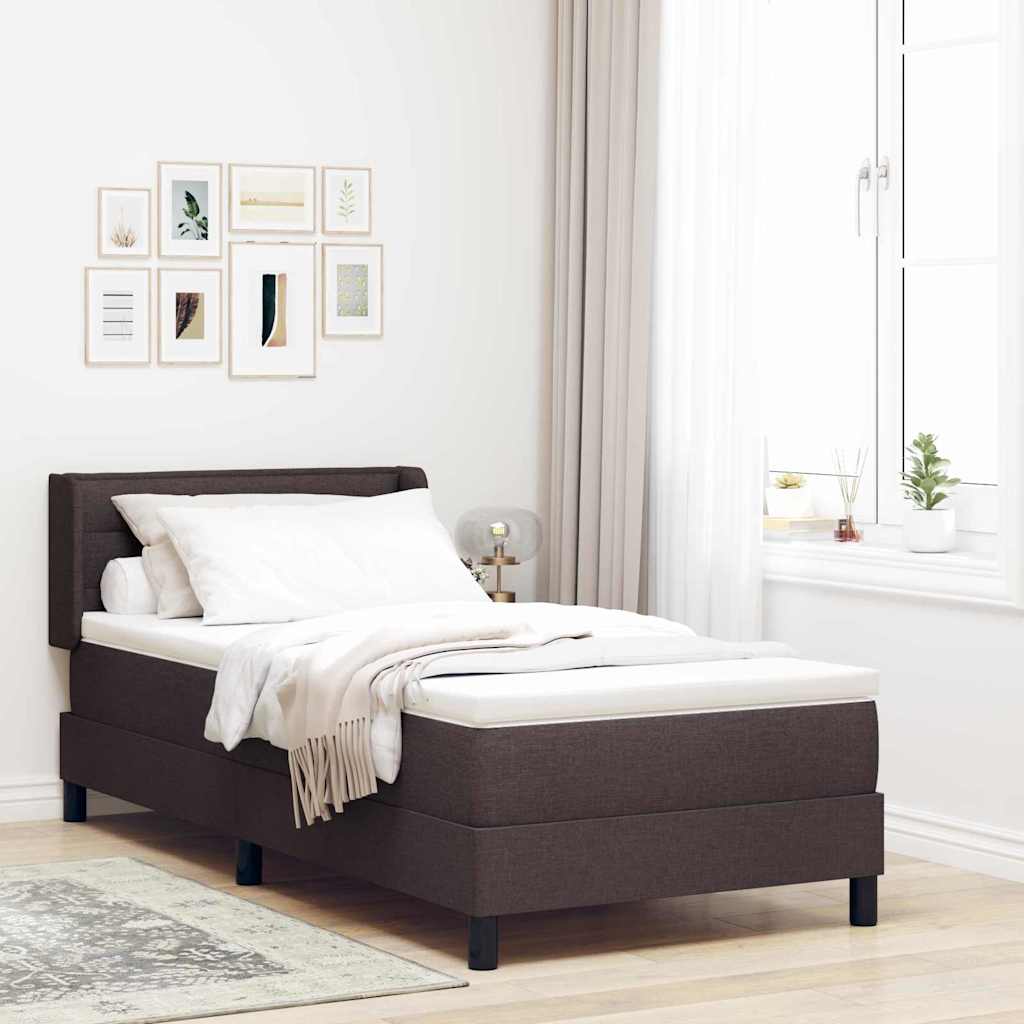 vidaXL Cama tipo Box Spring Manual Marrón Oscuro 200 x 90 cm tela