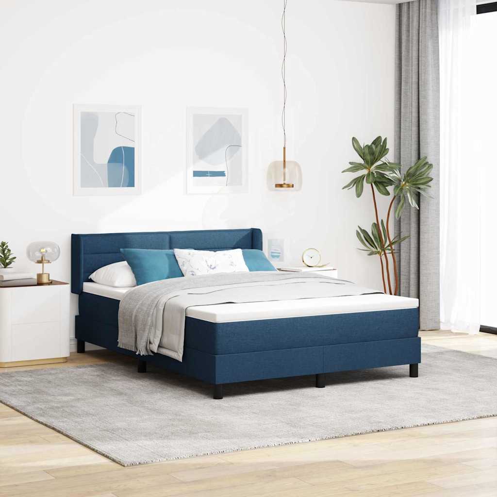vidaXL Cama tipo Box Spring con cabecera Manual Azul 200 x 140 cm tela