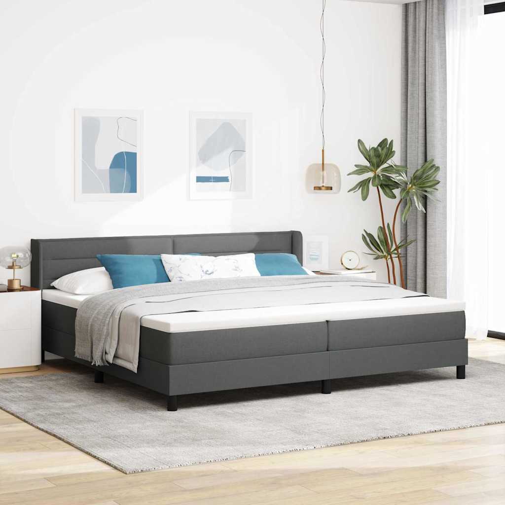 vidaXL Cama tipo Box Spring con cabecera Gris oscuro 200 x 200 cm tela